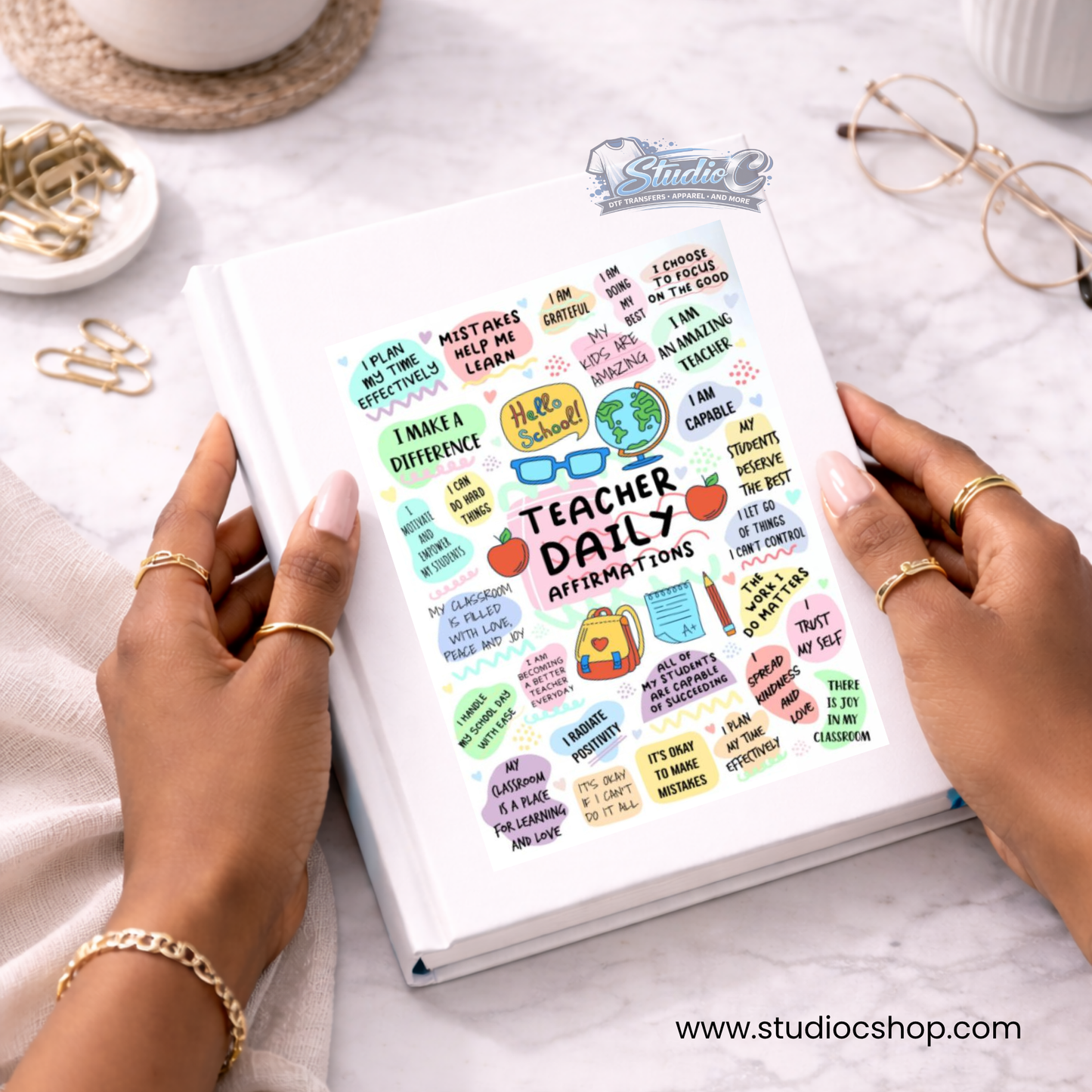 Teacher Daily Affirmations UV DTF Wrap – Journal