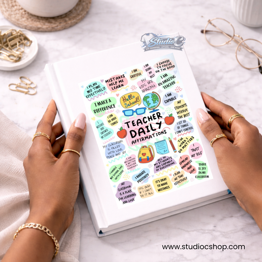 Teacher Daily Affirmations UV DTF Wrap – Journal
