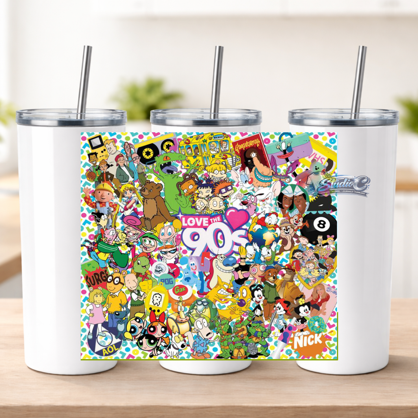 90's Cartoon Characters 20oz UV DTF Tumbler Wraps – Ready to Apply