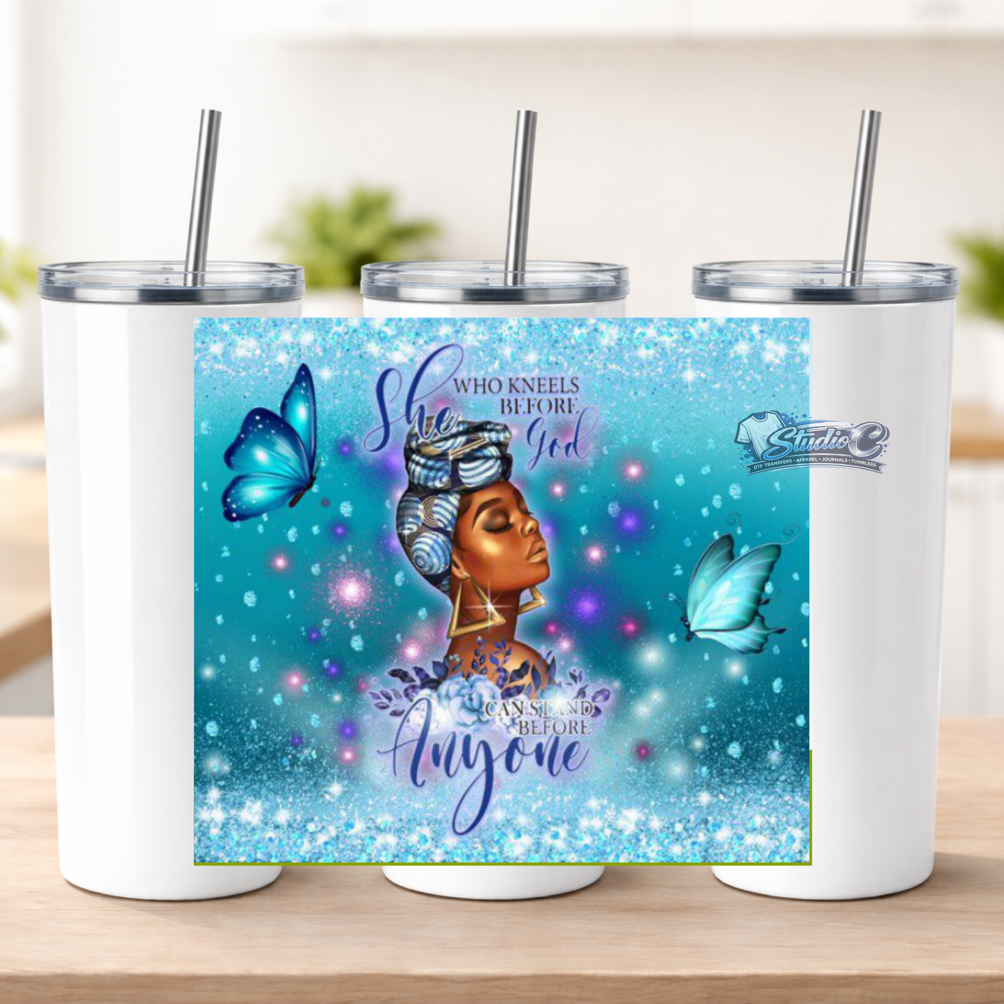 Kneels Before God 20oz UV DTF Tumbler Wraps – Ready to Apply