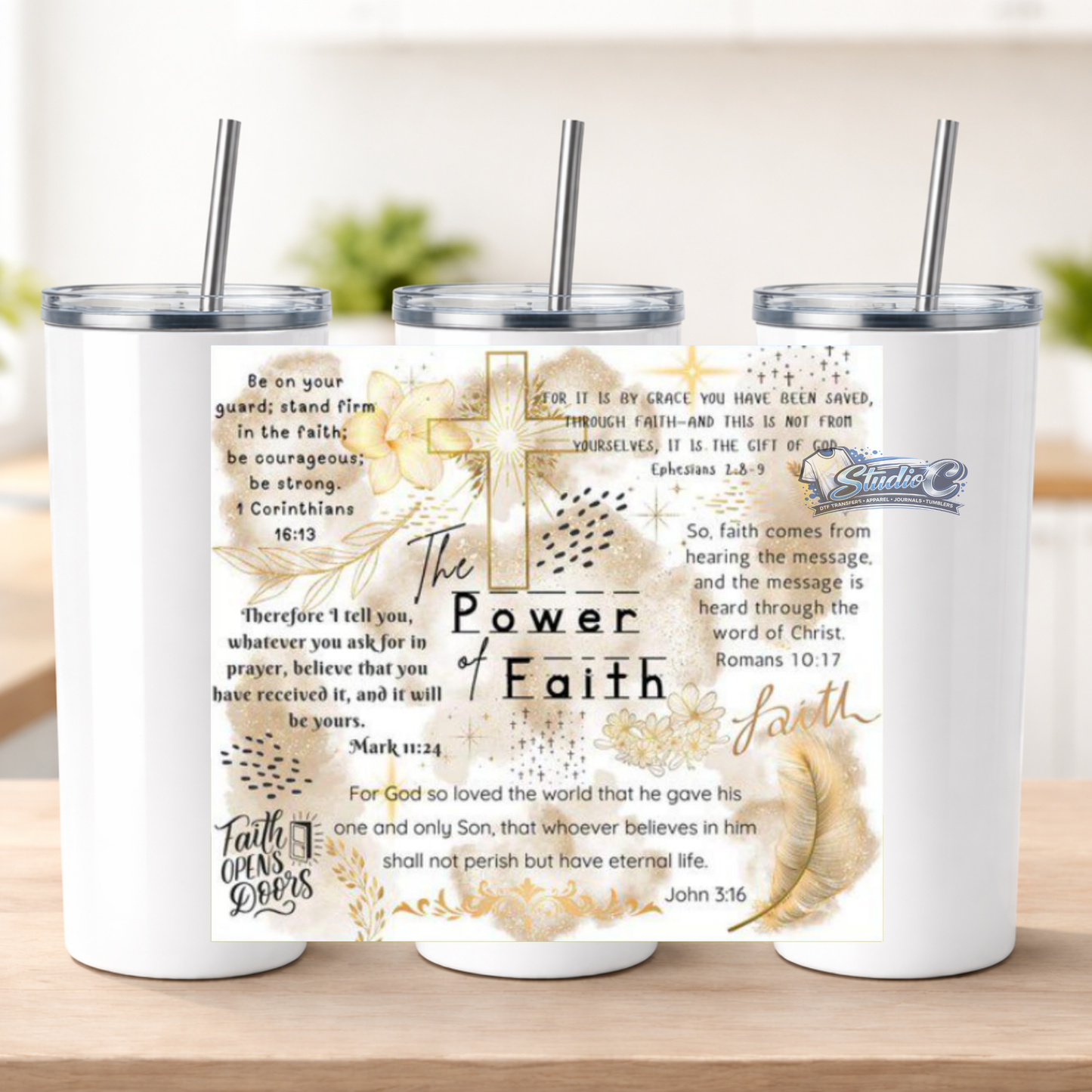 Power of Faith 20oz UV DTF Tumbler Wraps – Ready to Apply