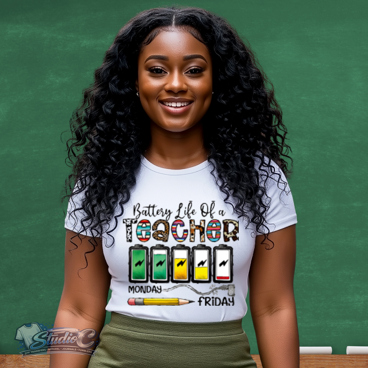 Teacher Battery Life DTF Transfer – Ready to Press (10x11)