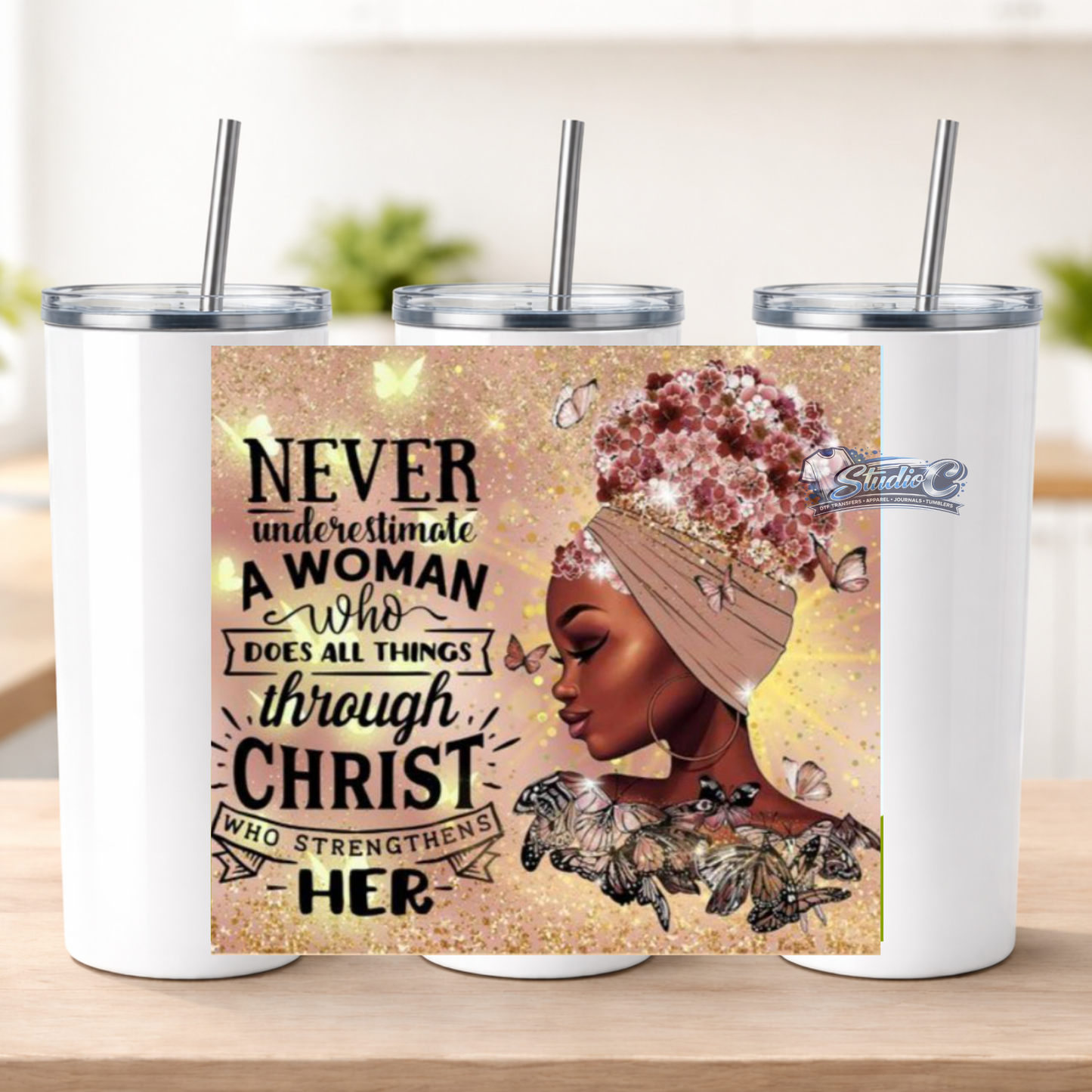 Never Underestimate 20oz UV DTF Tumbler Wraps – Ready to Apply