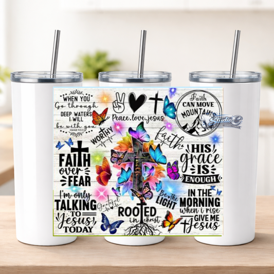 Rooted in Christ 20oz UV DTF Tumbler Wraps – Ready to Apply
