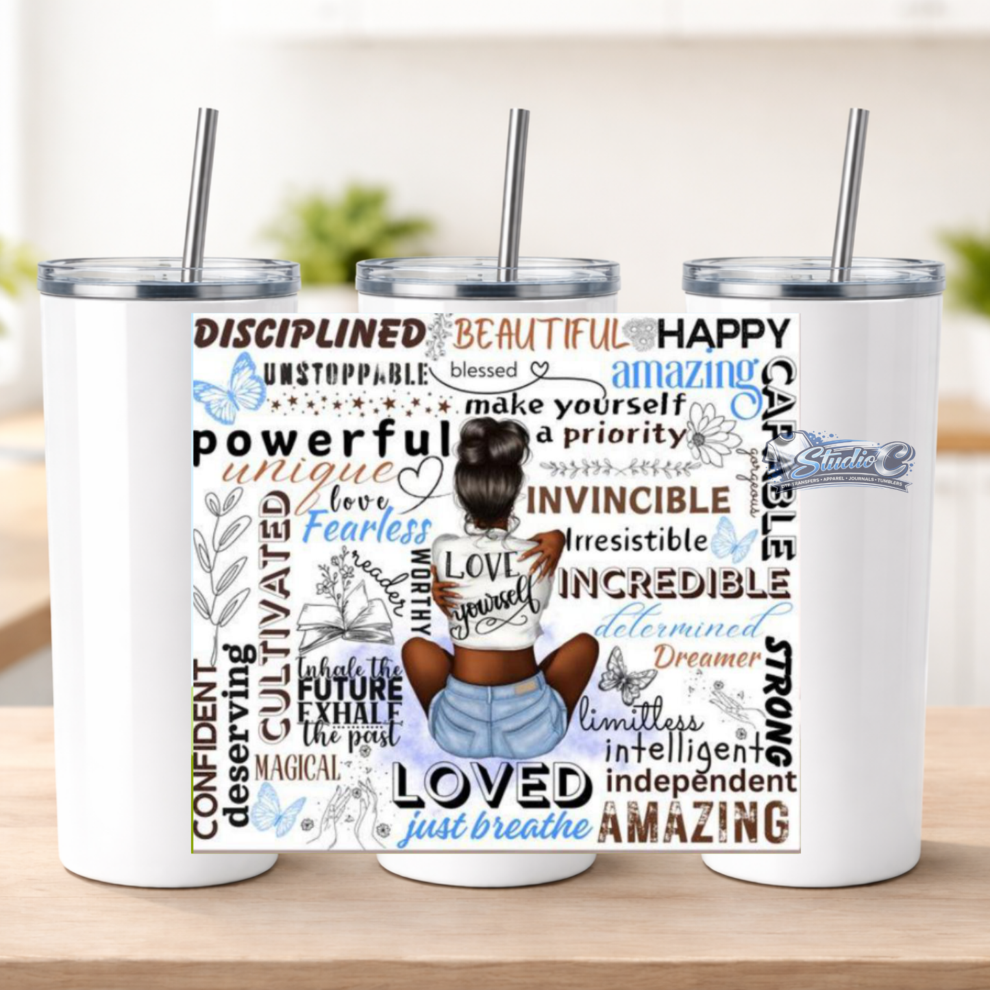 Love Yourself 20oz UV DTF Tumbler Wraps – Ready to Apply