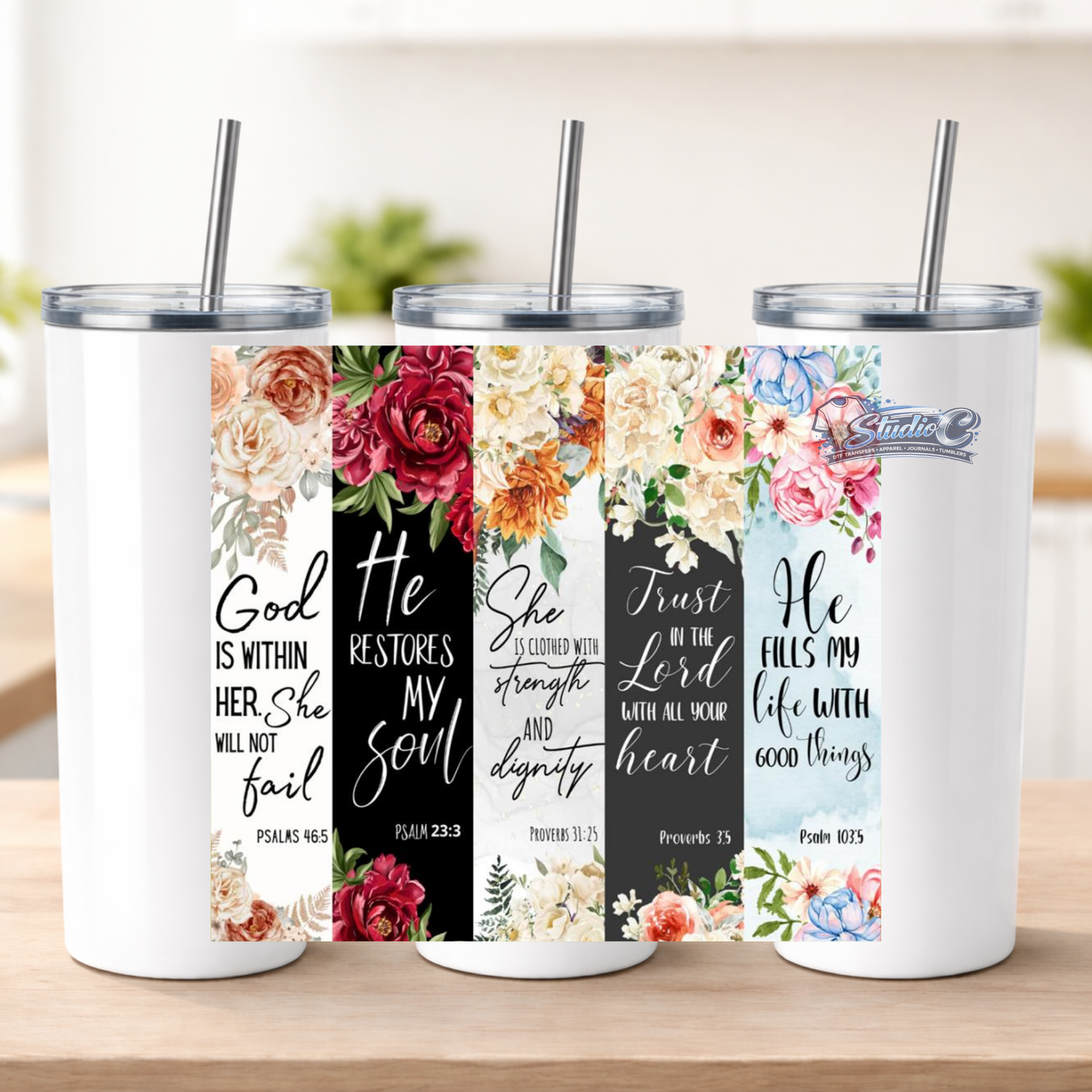 Inspirational Scripture 20oz UV DTF Tumbler Wraps – Ready to Apply