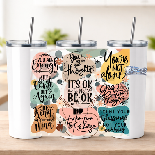 It's Ok to Not Be Ok 20oz UV DTF Tumbler Wraps – Ready to Apply