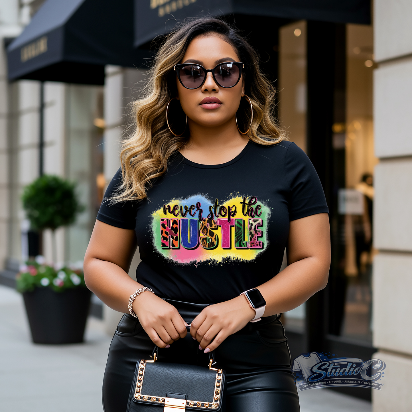 Never Stop the Hustle DTF Transfer – Ready to Press (10x11)