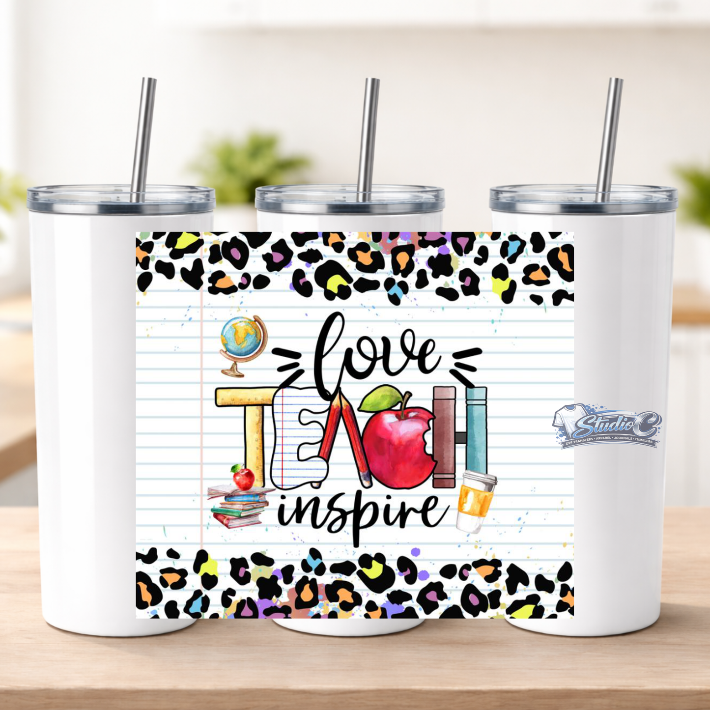 Love Teacher Inspire 20oz UV DTF Tumbler Wraps – Ready to Apply