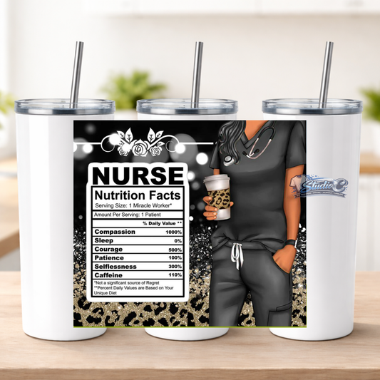 Black Nurse 20oz UV DTF Tumbler Wraps – Ready to Apply