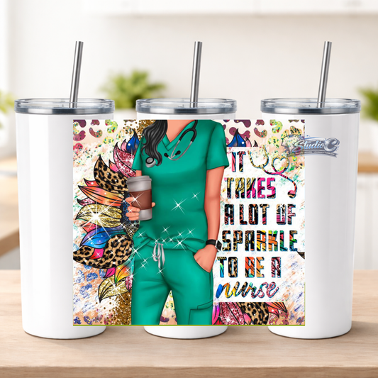Green Nurse 20oz UV DTF Tumbler Wraps – Ready to Apply